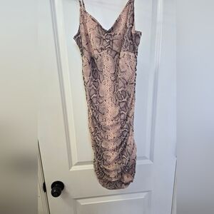 Pink and Black Snake Skin Scrunched Dress